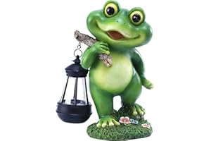 CFFOWNUG Outdoor Frog Garden Decor: 11'' Yard Decoration with LED Lantern Funny Solar Frog Statue Gifts for Women Mother's Day Housewarming Gift