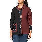 Ali Miles Womens Rib Textured Knit Cowl Neck Front Patch Pocket Side Seam Vents