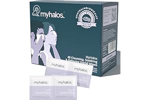 MyHalos® 48 Hydrating Eyelid Wipes for Dry Eye Relief - Moisturizing & Soothing Eye Wipes with Tea Tree - Helps with Blepharitis & Computer Vision Syndrome, Blepharitis Treatment for Eyelids, Cleanser