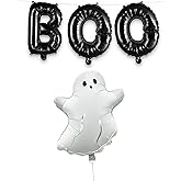 HOUSE OF PARTY Halloween Boo Ghost Balloons Set, 20'' Halloween Foil Balloons for Boo Day Party Ghost Decorations Indoor