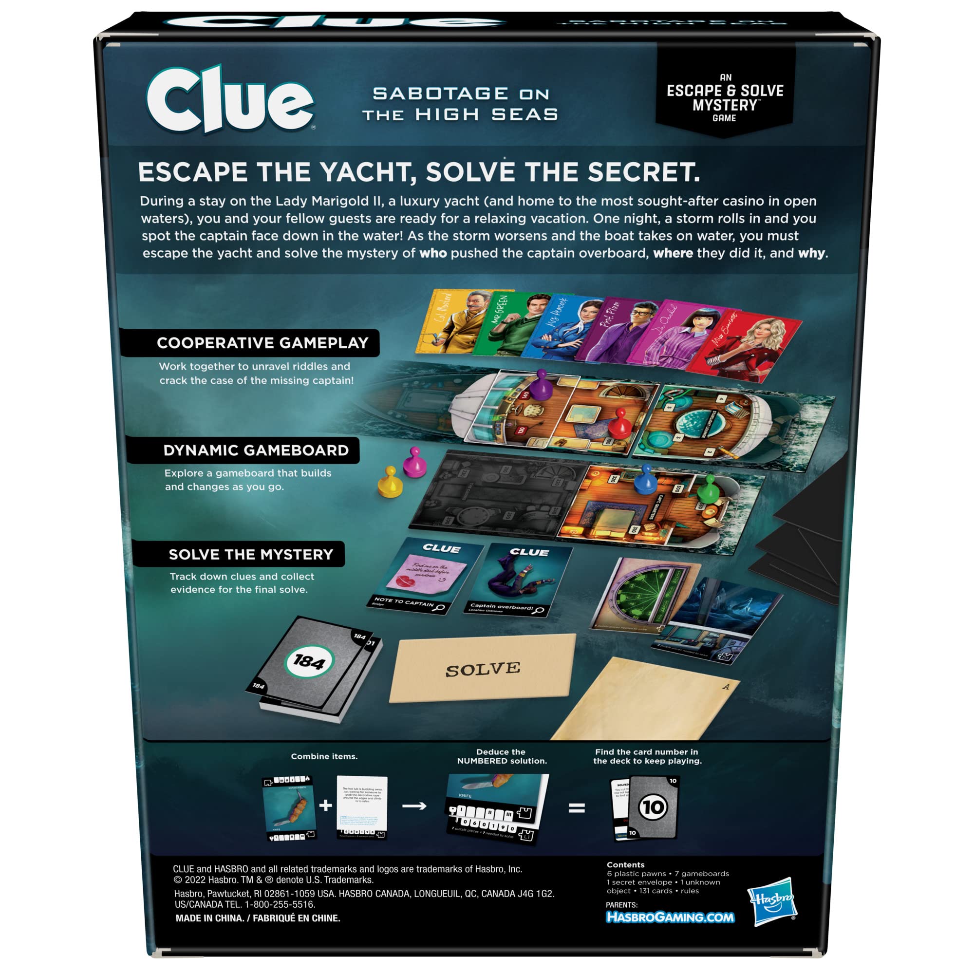 Hasbro Gaming Clue Board Game Sabotage on The High Seas, Escape Room Game, Murder Mystery Games, 1-6 Players, 10+ (Amazon Exclusive)