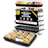 6 Pack Catering Trays with Lids &ndash; 13" Serving Tray with Lid, Heavy Duty Recyclable Plastic Party Platters for Catering, Buffet, Picnics &amp; Events &ndash; Food Trays with Clear Lid (13.39 &times; 9.84 &times; 2.95 inch)