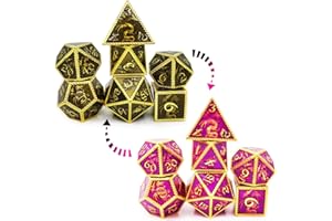 HAOMEJA Color Changing Temperature Metal Dragons DND dice set D&D dice Set Role Playing Dice Apply to Dungeons and Dragons Black Transition Purple