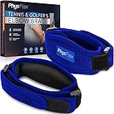 PhysFlex 2-Pack Elbow Brace for Men & Women, Adjustable Tennis & Golfer's Elbow Support Strap for Tendonitis Pain Relief - Compression Pad for Arm, Forearm, Tendon Pain Relief (Blue)