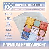 Samsill 100 Count 12x12 Scrapbook Refill Page Protectors, Premium Heavyweight, Used with 3 Ring 12 x 12 Scrapbooking Album, C