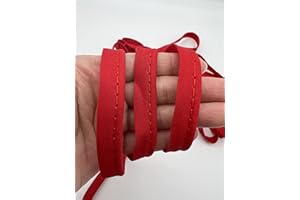 PEPPERLONELY 5 Yards 12mm (1/2 Inch) Cotton Bias Piping Type, Bias Type with Cord, Piping Trim with Cord, Lip Cord Trim for Sewing Clothing Upholstery Trimming - Red