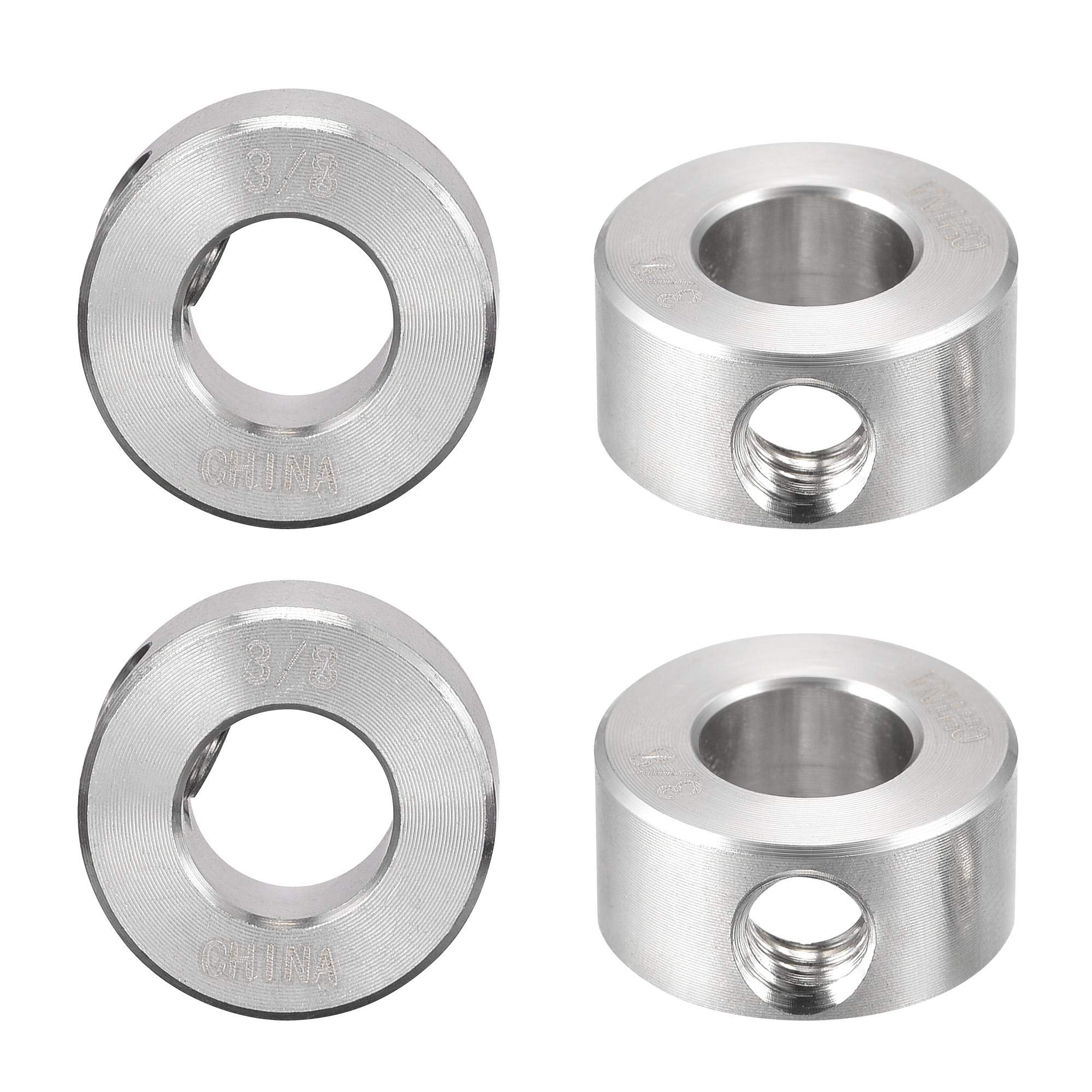 sourcing map Drill Stop 3/8" I.D. Stainless Steel for Set Screws Chuck Woodworking Drill Bits Depth Holder 4Pcs