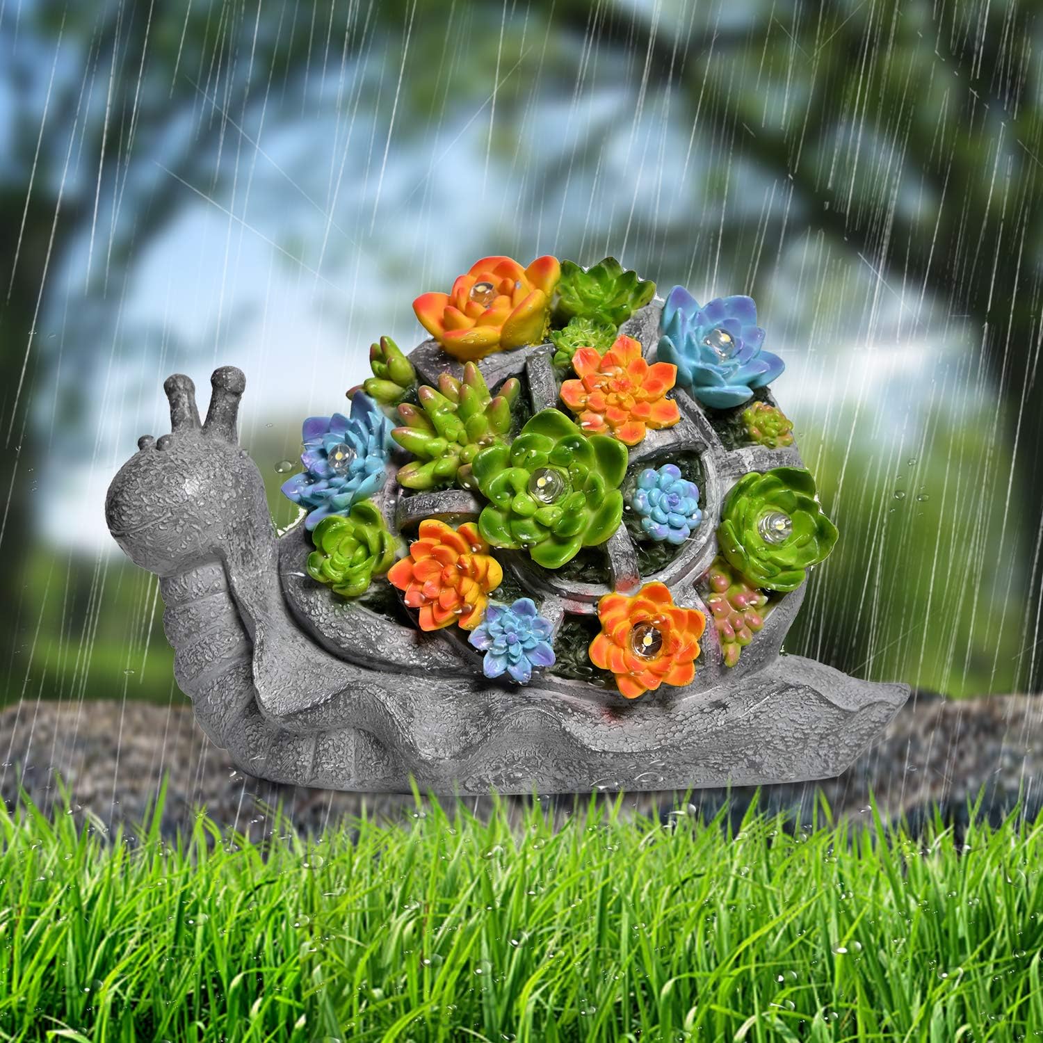 ASAWASA Snail Solar Garden Statues and Sculptures Outdoor Decor, Garden Figurines with Solar Powered Lights for Patio, Lawn, Yard Art Decoration, Housewarming Garden Gift, 9.7x4.7x6.3 Inch : Garden & Outdoor