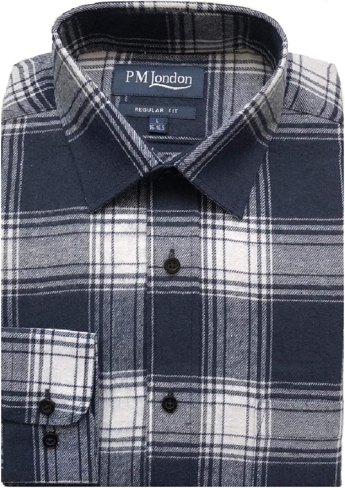 Mens Work Shirts Brushed Cotton Flannel Long Sleeve Stylish Check Pattern Rectangles