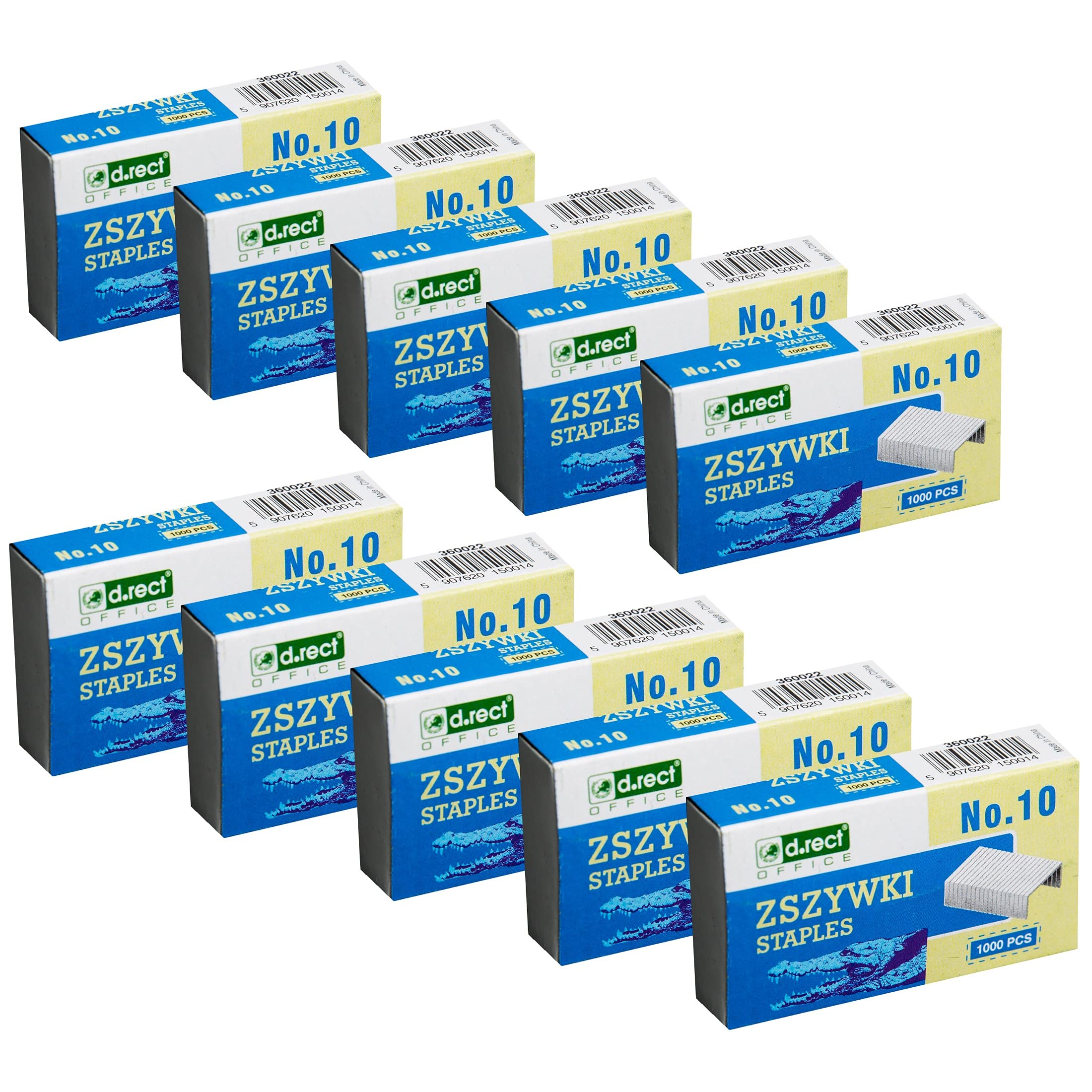 D.RECT 10 mm Staples for Office Staplers - Pack of 10,000