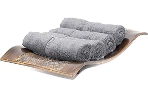 Mosobam Luxury Turkish Towels Set of 4 Washcloths 13X13 Charcoal Gray (Dark Grey) 700 GSM Bamboo Viscose & Aegean Turkish Combed Cotton