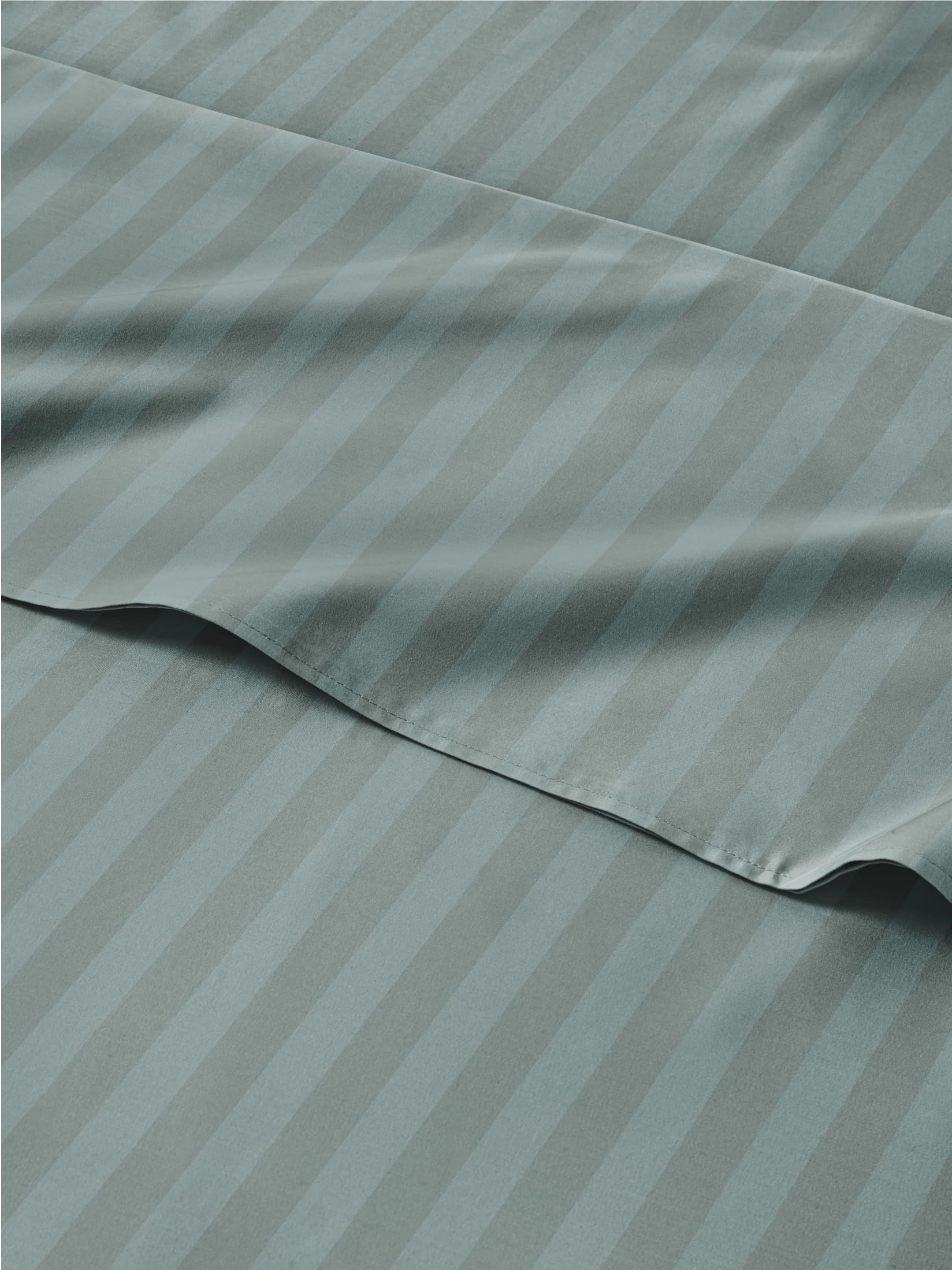Photo 1 of ***(MISSING PILLOWCASES)***Green Striped Sheets – 4 Piece Queen Set with 1 Flat & 1 Fitted Sheet & 2 Pillowcases w/ Deep Pockets – Cozy, Wrinkle & Fade Resistant - Soft, Breathable & Cooling – Luxury Pinstripe Bed Sheets Set