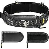 4-Inch Padded Tool Belt,Heavy Duty Tool Belts for Men with 4 Suspenders Ring,Work Belts for Electrician,Carpenter,Construction,Utility Belt,Adjustable 34''-40''(Pouch not Included)