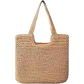 Pleneal Straw Beach Bags for Women - Women Beach Handmade Woven Tote Bag, Summer Mesh Hollow Shoulder Bag for Holiday