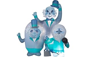Gemmy Airblown Haunted Mansion Hitchhiking Ghosts Scene Disney, 6 ft Tall, blue