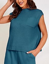 Himosyber Women's Solid Sleeveless Vest Mock Neck