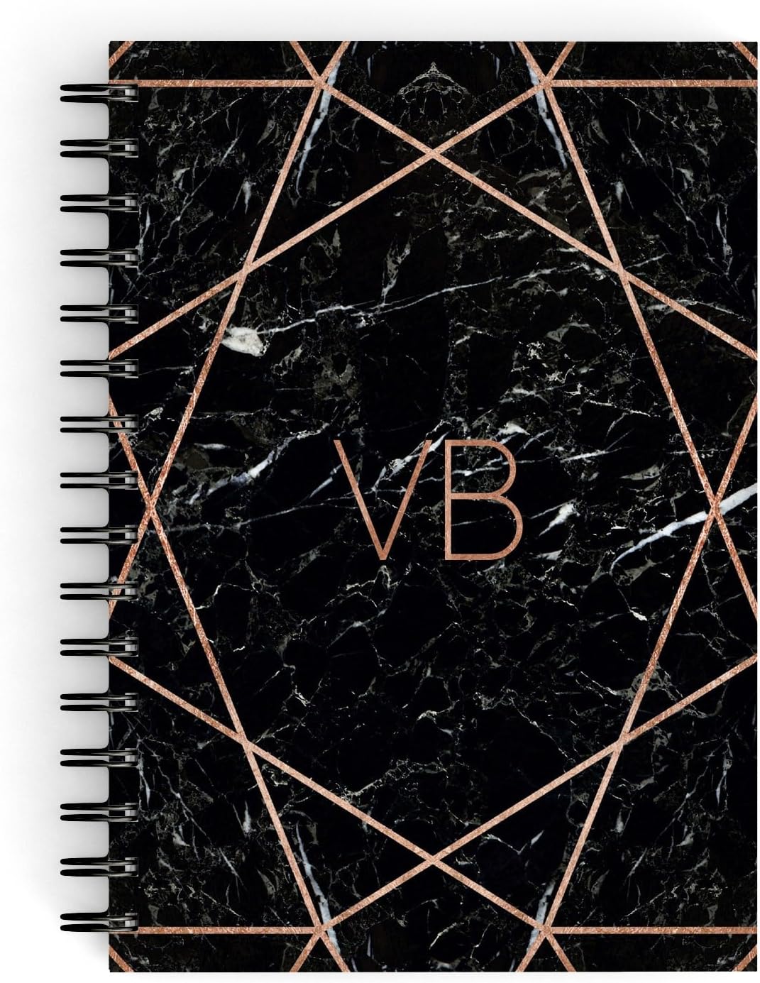 Personalised Notebook Rose Gold Geometric with Initials A5 Notepad/Pads Books with Lined Pages