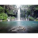 DZJYQ 6.5x5ft(2x1.5m) Fairy Tale Green Tree Mountain Waterfall Garden Stone Beautiful Natural Scenery Holiday Tour Wedding Birthday Party Decoration Portrait Backdrop Photography Background 246