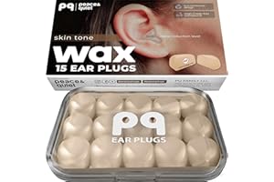 PQ Wax Ear Plugs for Sleep - 15 Beige Silicone Wax Earplugs for Sleeping & Swimming - Gel Ear Plugs for Noise Cancelling, Ear