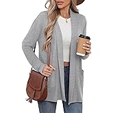 Bettysays Women's Long Sleeve Open Front Cardigan Casual Loose Lightweight Cardigans with Pockets