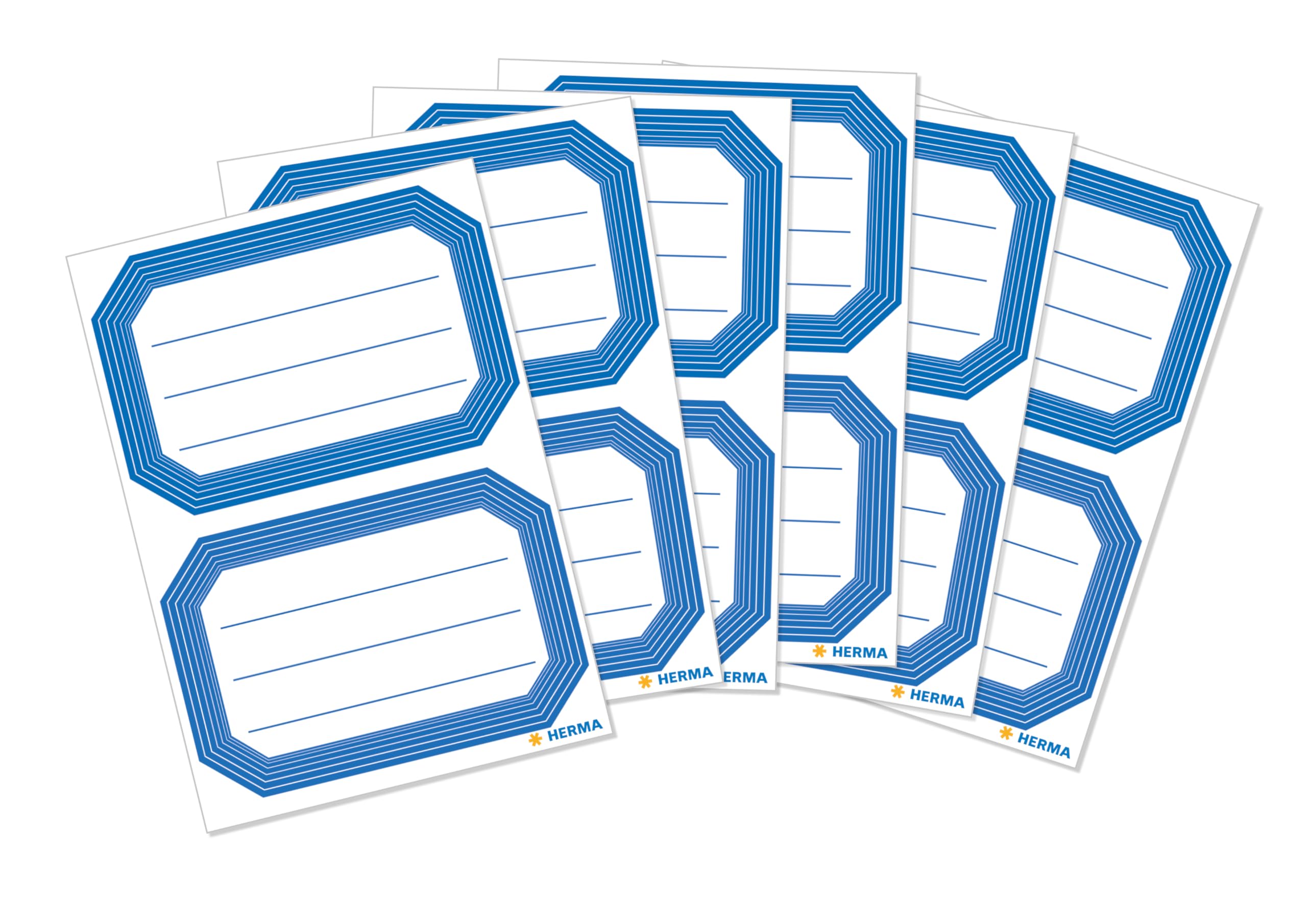 Herma Book Labels Blue Frame Lined 82X55 Mm - Self-Adhesive Labels (Blue, White, Rectangle, Blue On White)