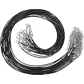 PATIKIL 16"x0.06" Necklace Cord, 20 Pcs Waxed Leather Necklace String Rope Bulk with Clasp for Jewelry Making Supplies Beading Supplies Pendants Bracelet Chains, Black