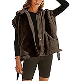OPCAKM Women's Fuzzy Fleece Vest Oversized Sleeveless Sherpa Jacket Warm Button Down Gilet Outerwear with Pockets