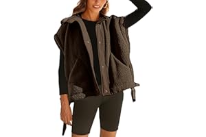 OPCAKM Women's Fuzzy Fleece Vest Oversized Sleeveless Sherpa Jacket Warm Button Down Gilet Outerwear with Pockets