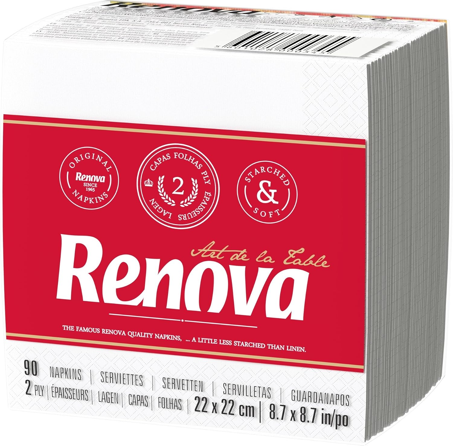 Renova Paper Napkins Art of the Table White Cocktail - 90 Napkins, 90 Unité (Lot de 1)