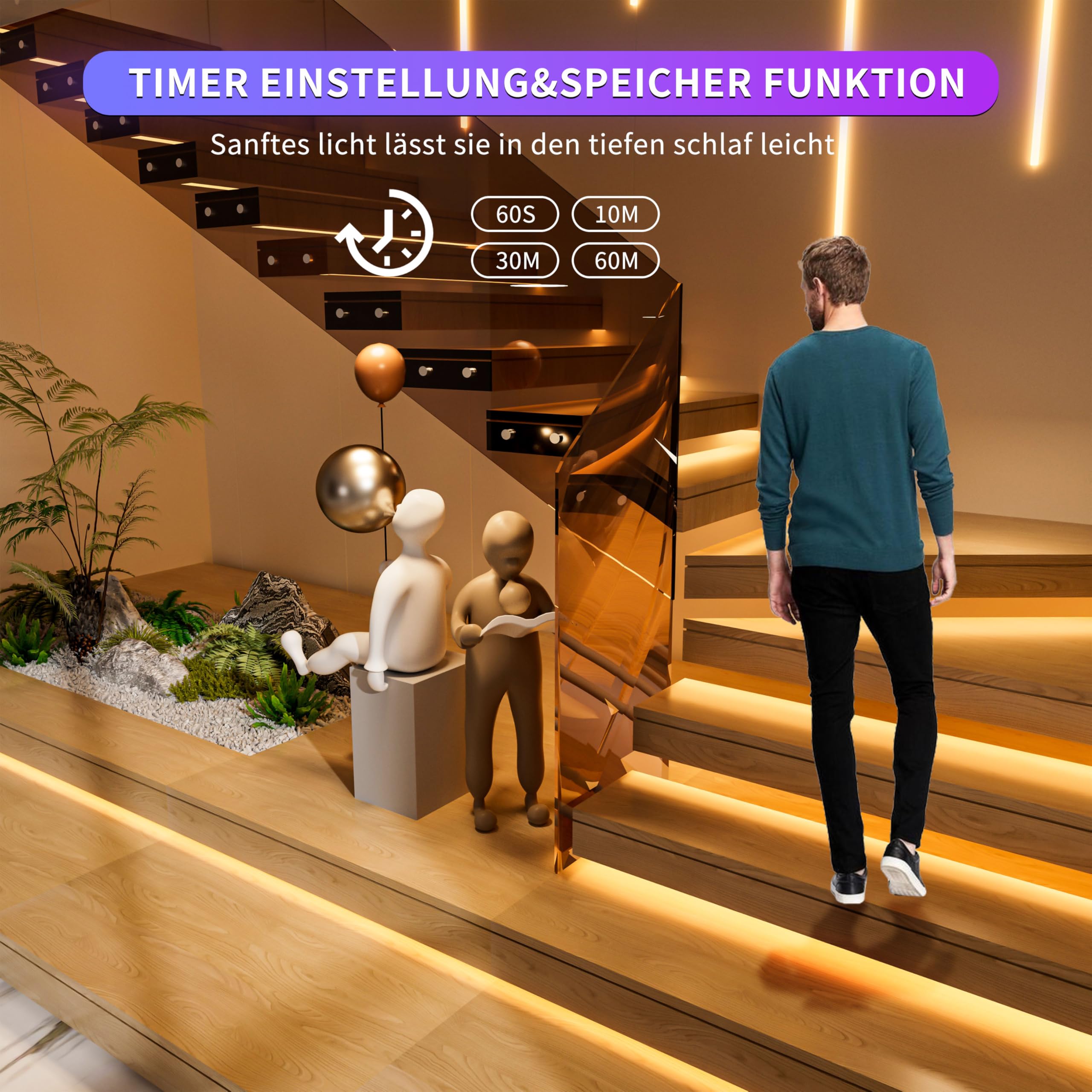 OULARA LED Streifen Strip 10M 2700K,Dimmbar Warmweiss 24V LED Band set mit RF Fernbedienung und Netzteil,CRI90+ Hell Unterbauleuchte für Home DIY Dekoration,Timerfunktion 6
