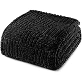Whale Flotilla Lightweight Fleece King Size Blanket for Bed, Fuzzy Soft Blankets with Decorative Jacquard Pattern for All Season, Warm and Fluffy, 90x104 Inch, Black