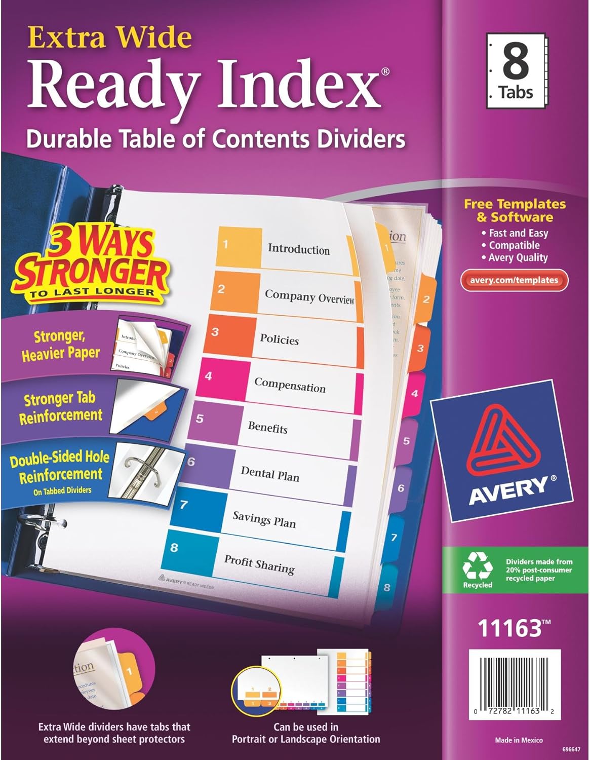 Best Avery Ready Index Table Of Contents Dividers, 8-Tab Set
