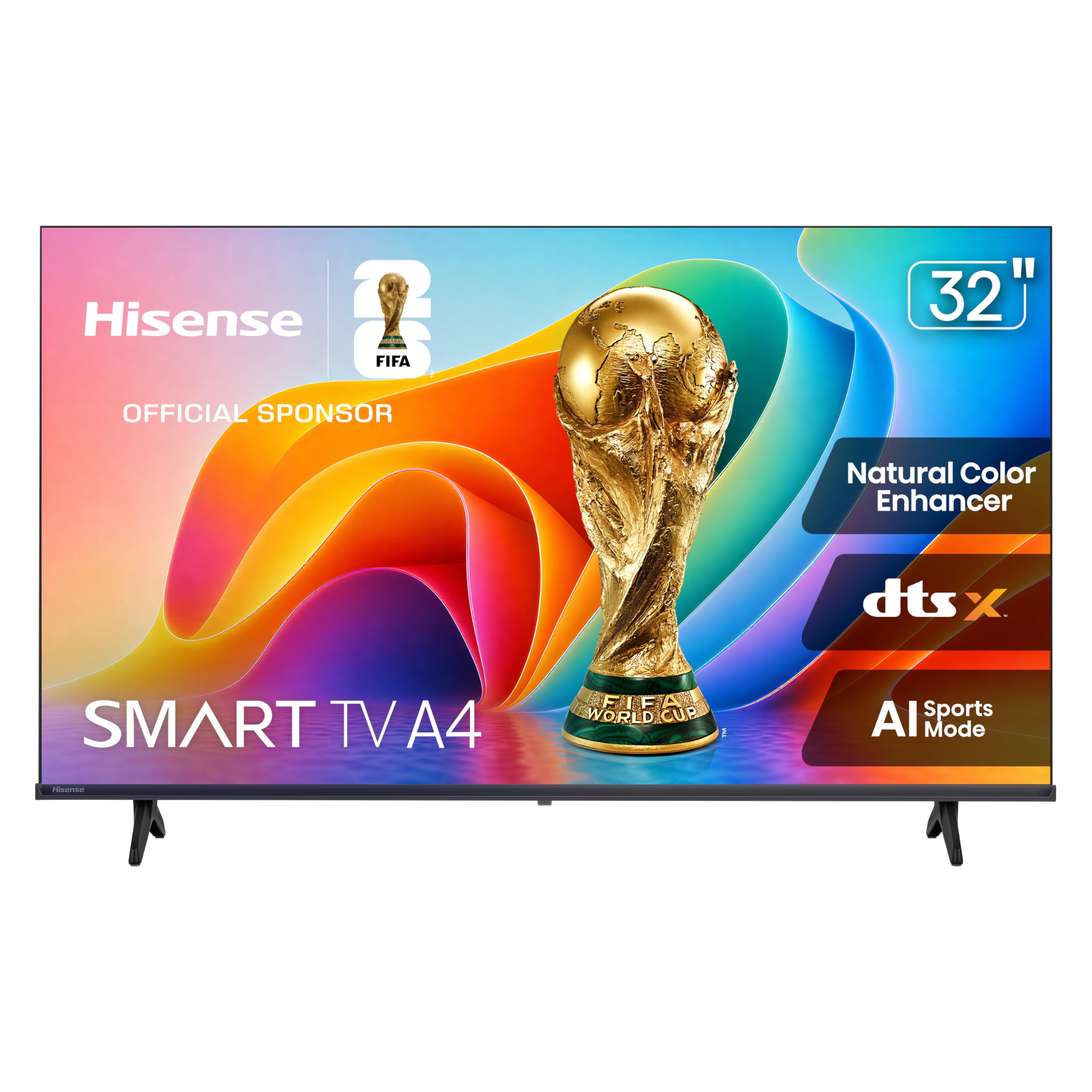 Hisense 32-Inch Class A4 Series HD 1080p Smart VIDAA TV (32A4NV, 2026 Model) - DTS Virtual: X, Noise Reduction, AI Sports Mode, Apple Airplay & Apple Home, Alexa Built in
