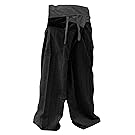 MEMITR 2 Tone Thai Fisherman Pants Men Yoga Harem Cotton Gray Charcoal Free Size