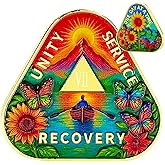Sunflower Triangle Sobriety Coin One Day at a Time AA Recovery Medallion Unity Service Recovery Chip Serenity Butterfly Token Inspirational Sober Coins (Sunflower Sobriety Coin, 7 Years)