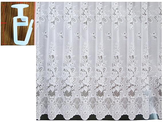 Fertiggardine 500cm x 150cm Gardine Store weiss Blumen Kräuselband Vorhang