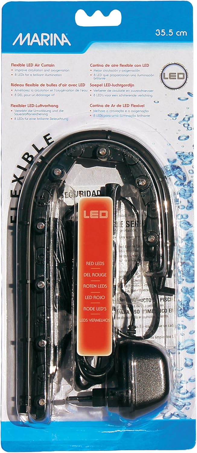 Marina LED Curtain Betta Aquarium Air Pump, 14-Inch, Red