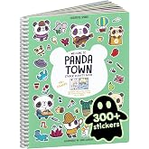 Cupkin Panda Coloring &amp; Sticker Activity Book | 300+ Stickers | Spiral-bound kids craft format with 8 scenes, 8 art pages, side-by-side viewing, and an easy-peel design for ages 2&ndash;8