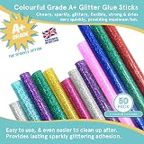 Smith's Colourful Glitter Glue Sticks 7mm x 100mm 50 Pack RoHS Safe view 2