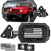 Aluminum Wrangler Mirrors Doors Off Compatible with 2007-2018 LJ TJ JK JKU, Wider Vision Foldable Side Mirrors with Replacement Kit Anti-Shake Easy Install Door On/Off JK Mirror with 4 DIY PC Cards