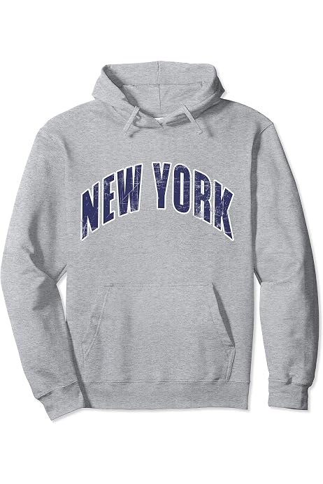 Amazon.com: Classic Vintage Retro NEW YORK Navy Blue Text - Heather Grey  Sweatshirt : Sports u0026 Outdoors
