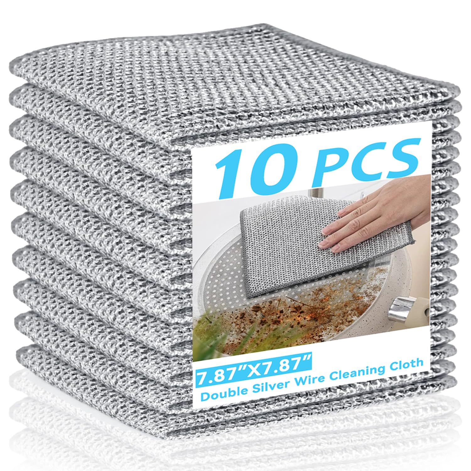 Photo 1 of **pack of 2**Sunyuneey Non-Scratch Metal Wire Dishcloth, Quick Cleaning Without Leaving Marks, Easily removes Stubborn Stains, Suitable for Various Surfaces, Metal Wire Dishcloth Cleaning Power (10)