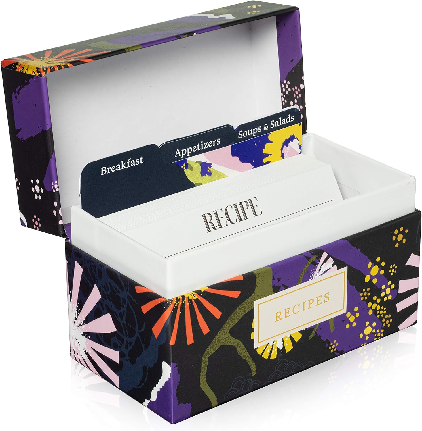 Jot & Mark Recipe Card Box Deluxe Printed Box with Floral