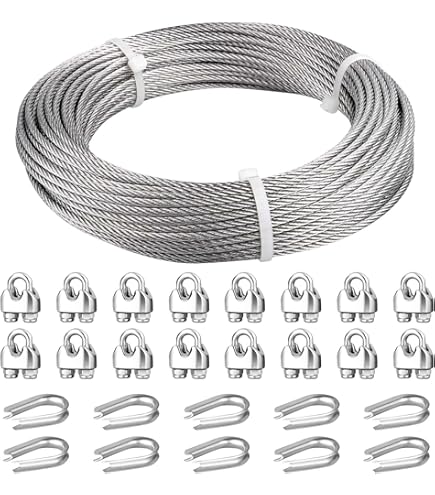 T316 Black Stainless Steel Cable 3/16" X 50ft - 3700lbs Breaking Strength Wire Rope