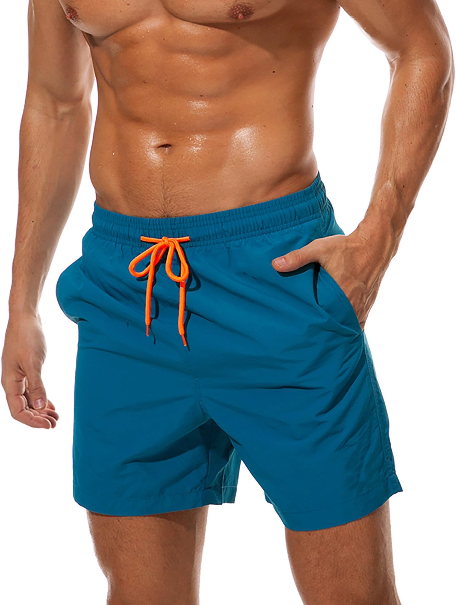 WEVIAS Men's Short Swim Trunks Best Board Shorts for Sports Running Swimming Beach Surfing Quick Dry Breathable Mesh Lining