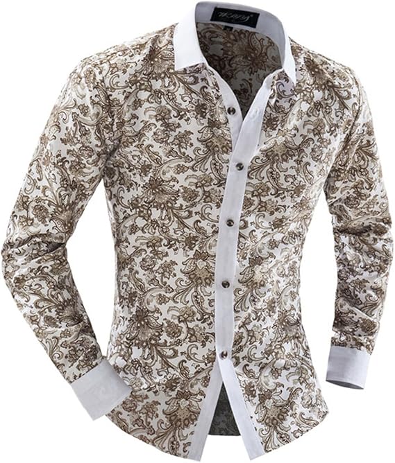 Amazon Ps452mkdk 17メンズシャツプラスサイズ高級ブランドシャツメンズ長袖スリムフィットシャツカジュアル花柄プリントメンズシャツcamisa Us サイズ Asian Size M カラー グレー 事務服 オフィス制服 通販