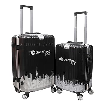 Livzing Hard Sided Aluminium Frame Suitcase Travel Trolley Tourist Bag with Wheels Luggage Set (Black) - Pack of 2