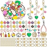208Pcs Keychain Making Kit Charms, Lip Gloss Keychain Making Kit Jewelry Craft Including Fashion Pendants, Key Chain Hooks, Extender Chains and Tools for DIY Accessory Gifts Daily Chain Decoration