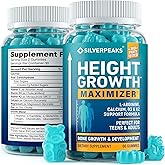 SILVERPEAKS Height Growth Gummies for Kids, Teens & Adults - Height Growth Maximizer Supplement with Calcium, Vitamins D3 & K2, Magnesium, Zinc for Bone Strength & Height Increase - 60 Gummy Chews