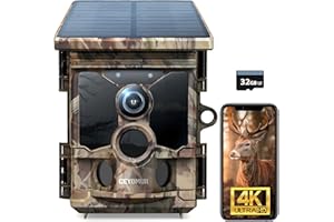 CEYOMUR 4K 30fps Solar Trail Camera, 46MP WiFi Trail Cam with Night Vision 0.1s Trigger Motion Activated with 32GB Memory Card, Game Camera with 120° Detection IP66 Waterproof for Wildlife Scouting